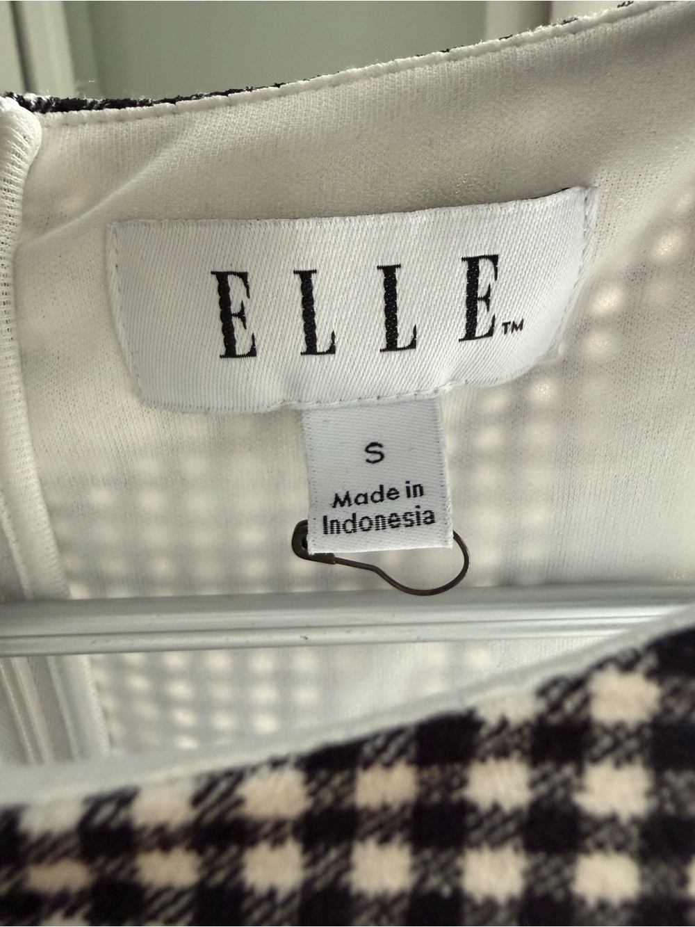 ELLE Black White Gingham Midi Dress Size S Tie Waist Cottagecore Picnic Dress - Picture 3 of 3